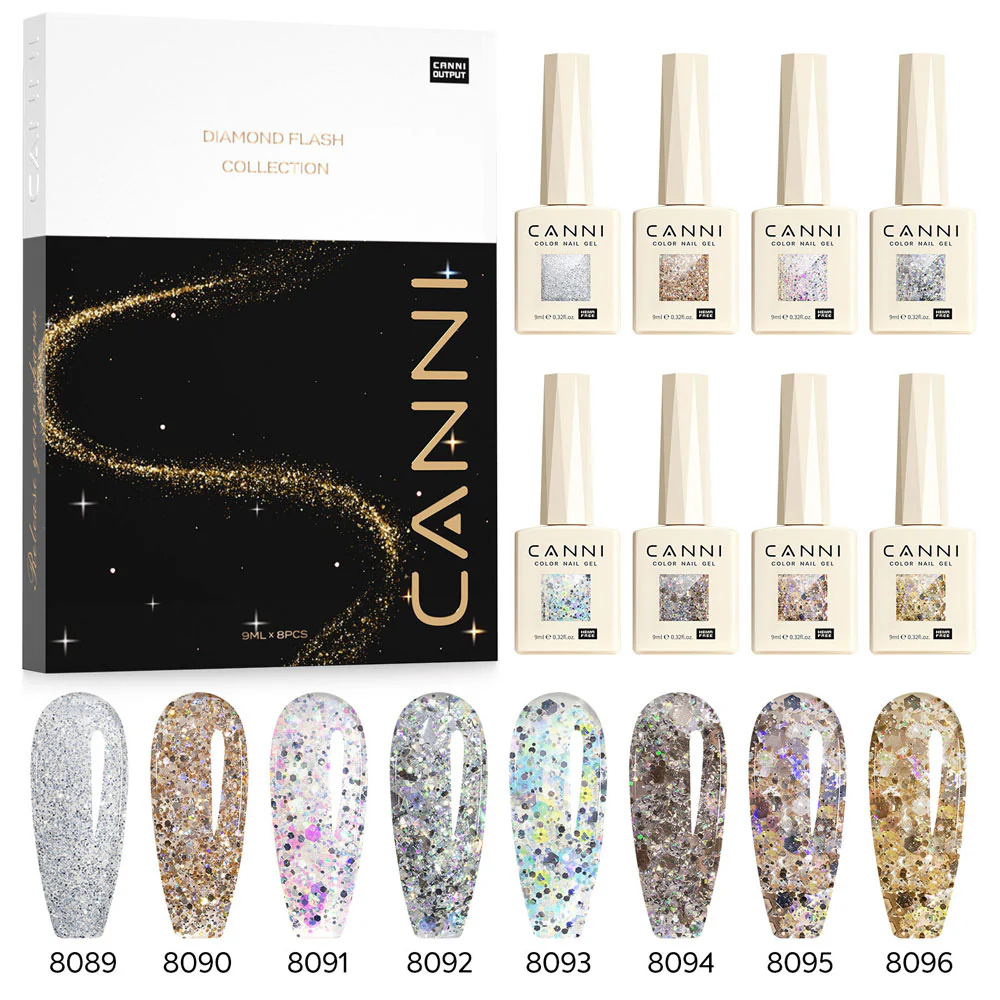 Glitter Gel Polish 8 Colors Set - Dawn Crystal Flash