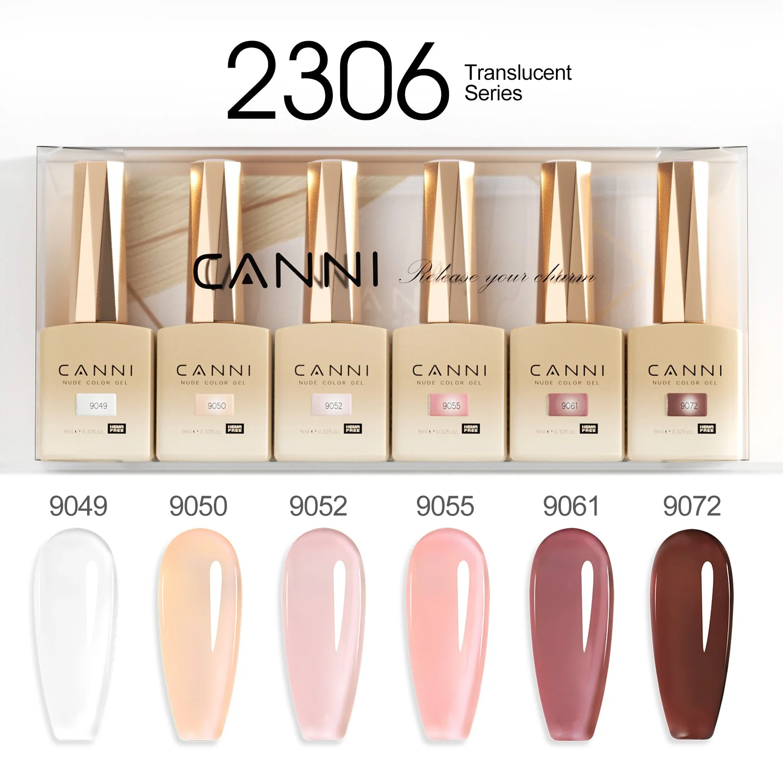 Translucid Glamour Kit - 9ml Nail Gel 6 Colors Set-2306 - Image 9